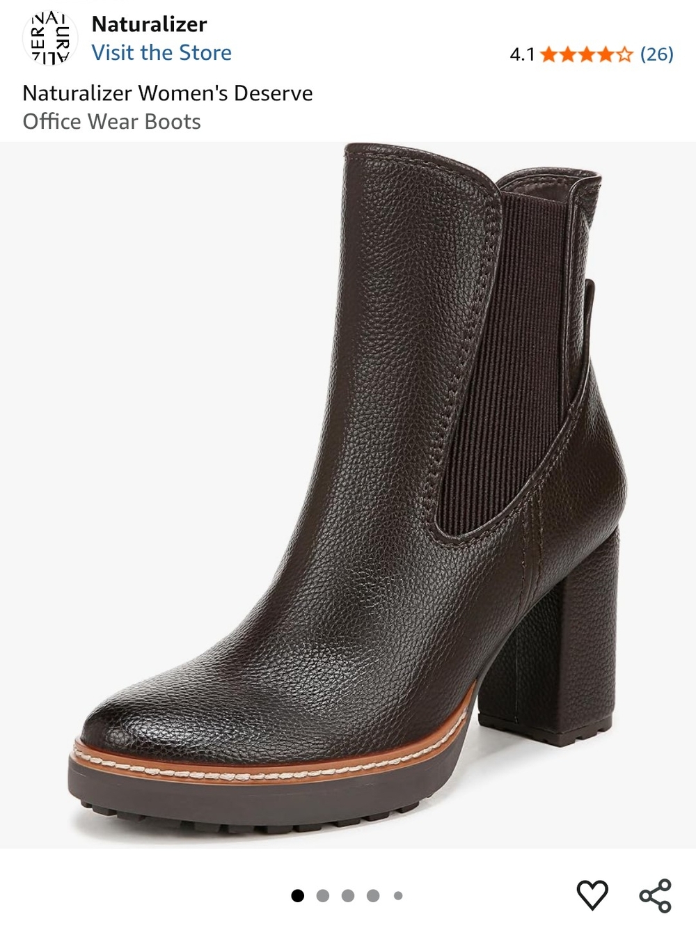 Naturalizer Women's Deserve Brown Leather Block Heel Boot